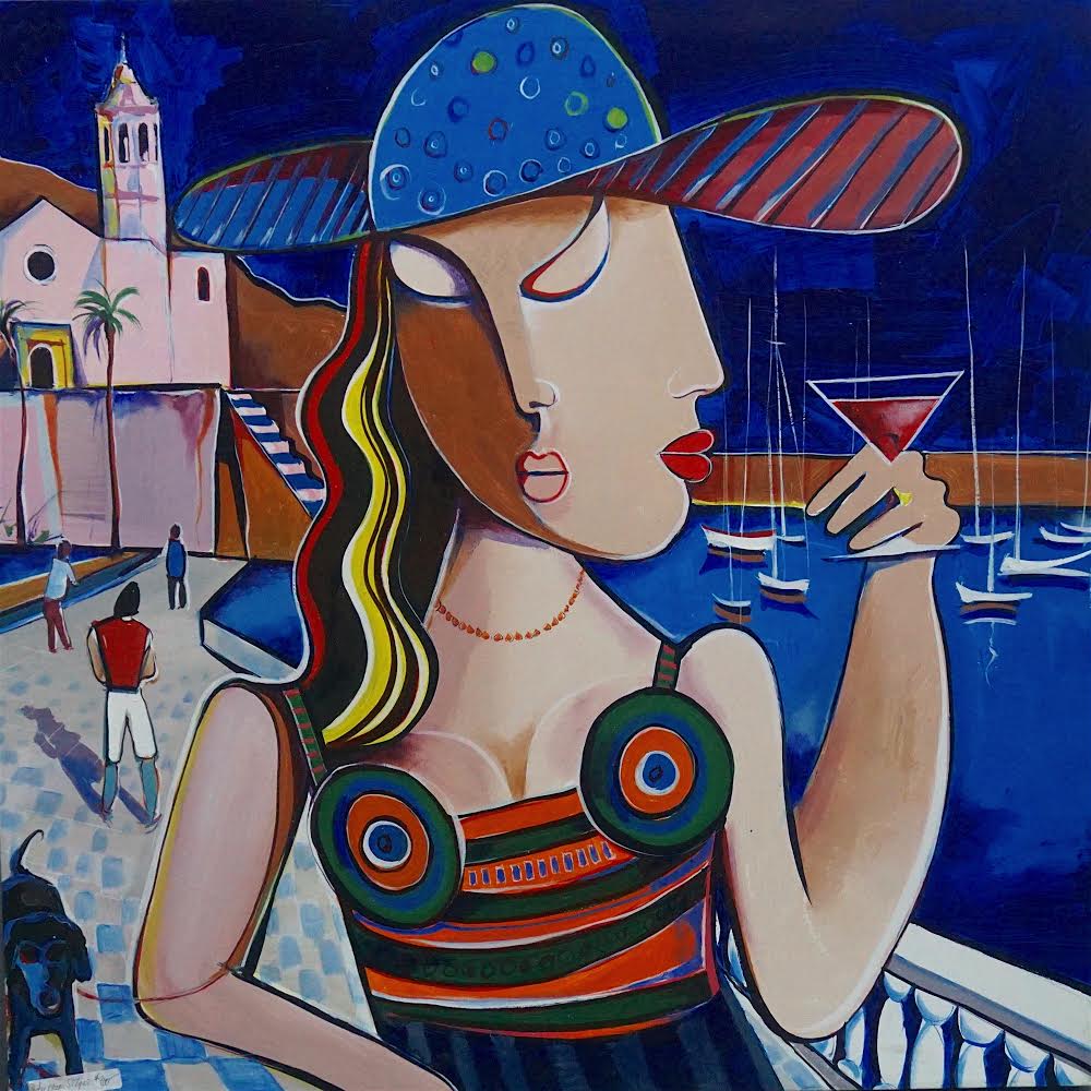Featured image for “Martini Ladies” Neo-Cubism art was inspired by small town in Europe