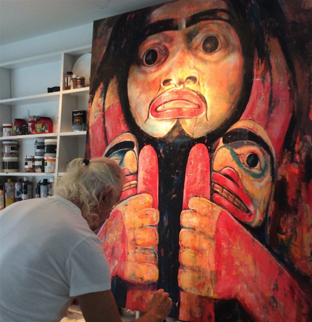 native totem poles by artist paul ygartua in studio — Eagle Spirit Gallery Representing Paul’s Native Work