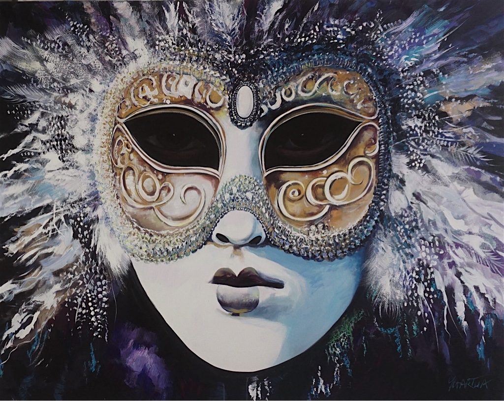 venice carnival painting by paul ygartua — Paintings of Carnival Masks for sale